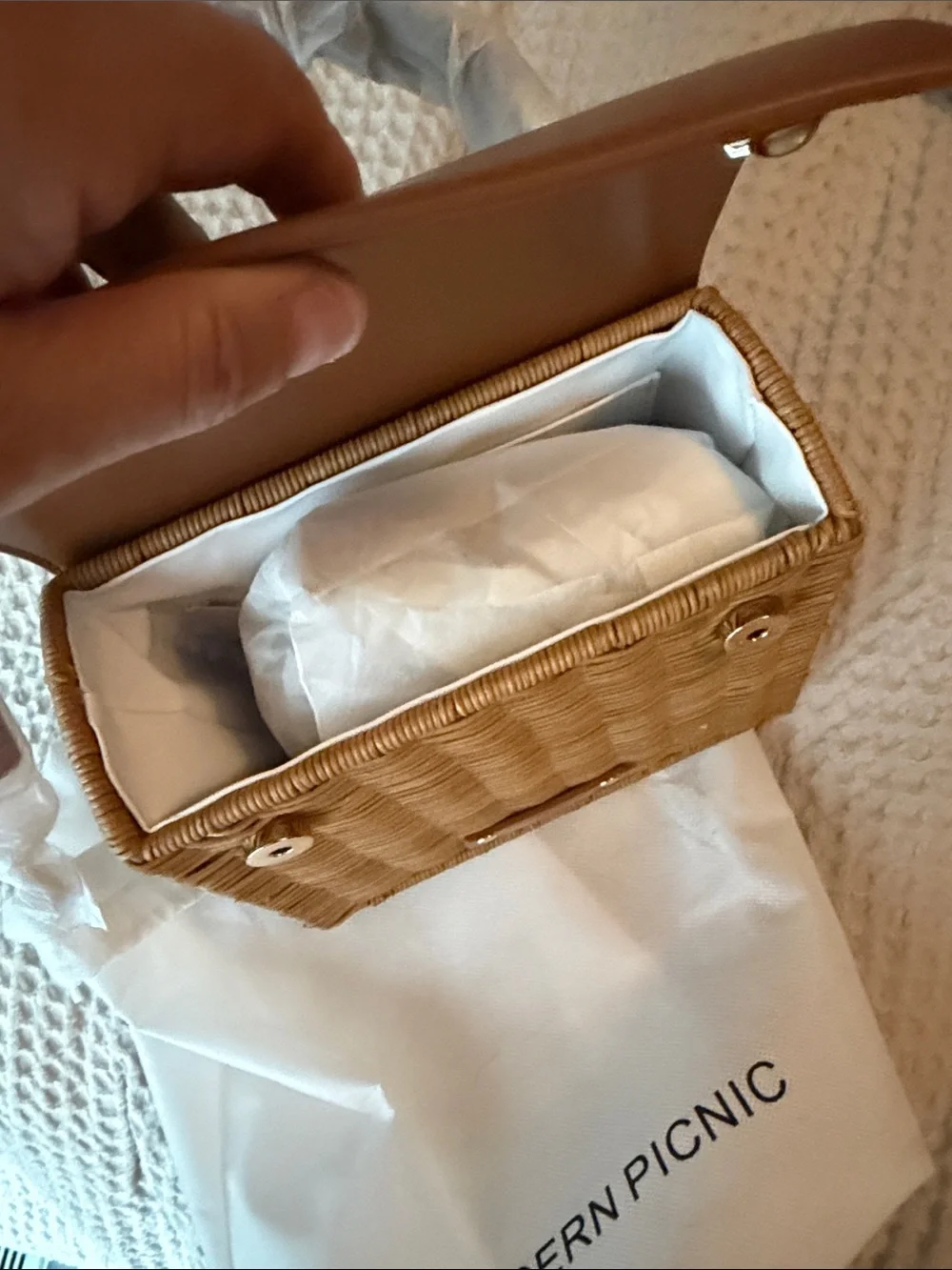 Modern Picnic Mini Wicker Lunch Bag